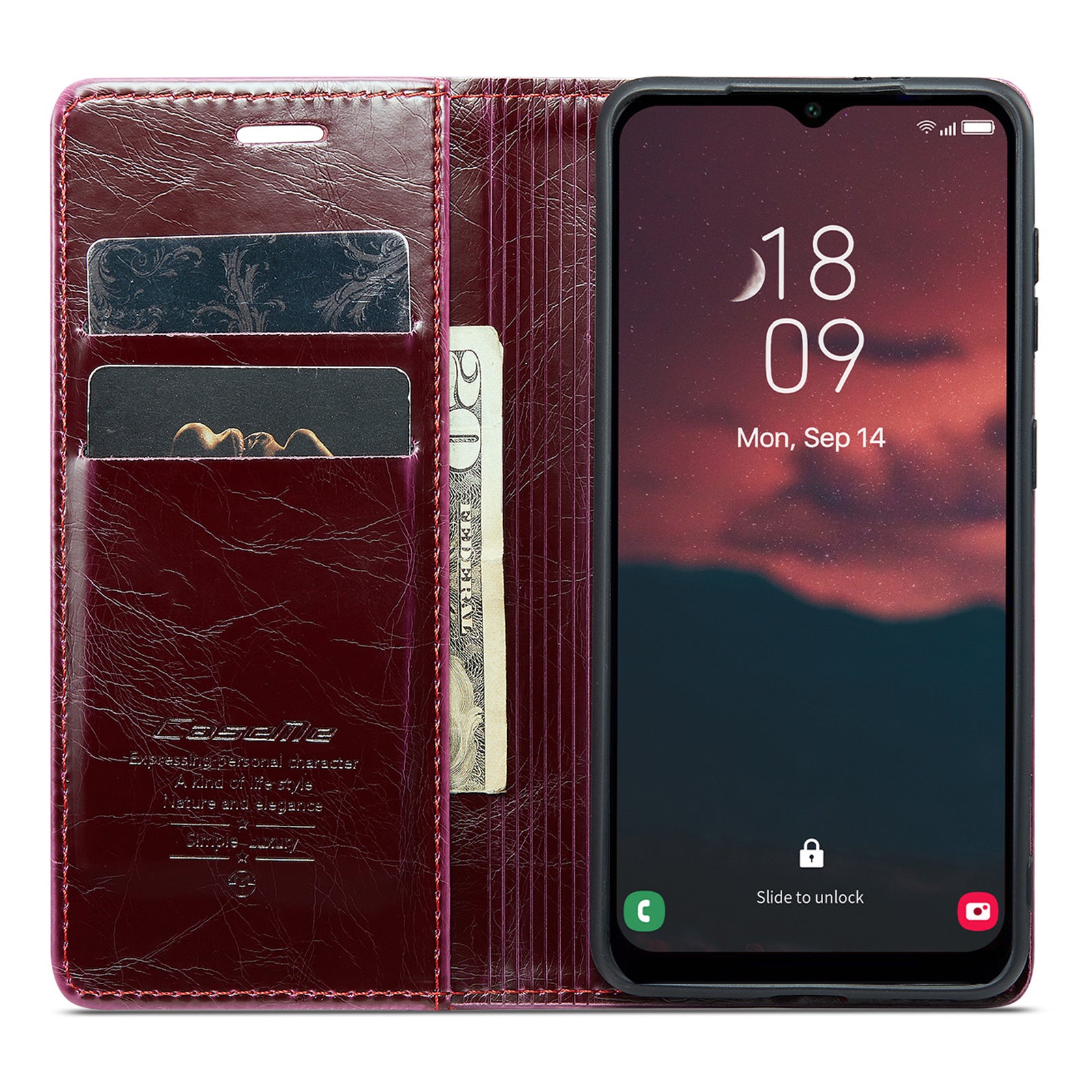 CASEME 003 Series PU Leather Phone Cover For Samsung Galaxy A54 5G Waxy Texture Magnetic Drop-proof Phone Case with Wallet Stand CASEME 003 Series PU Leather Phone Cover For Samsung Galaxy A54 5G Waxy Texture Magnetic Drop-proof Phone Case with Wallet Stand